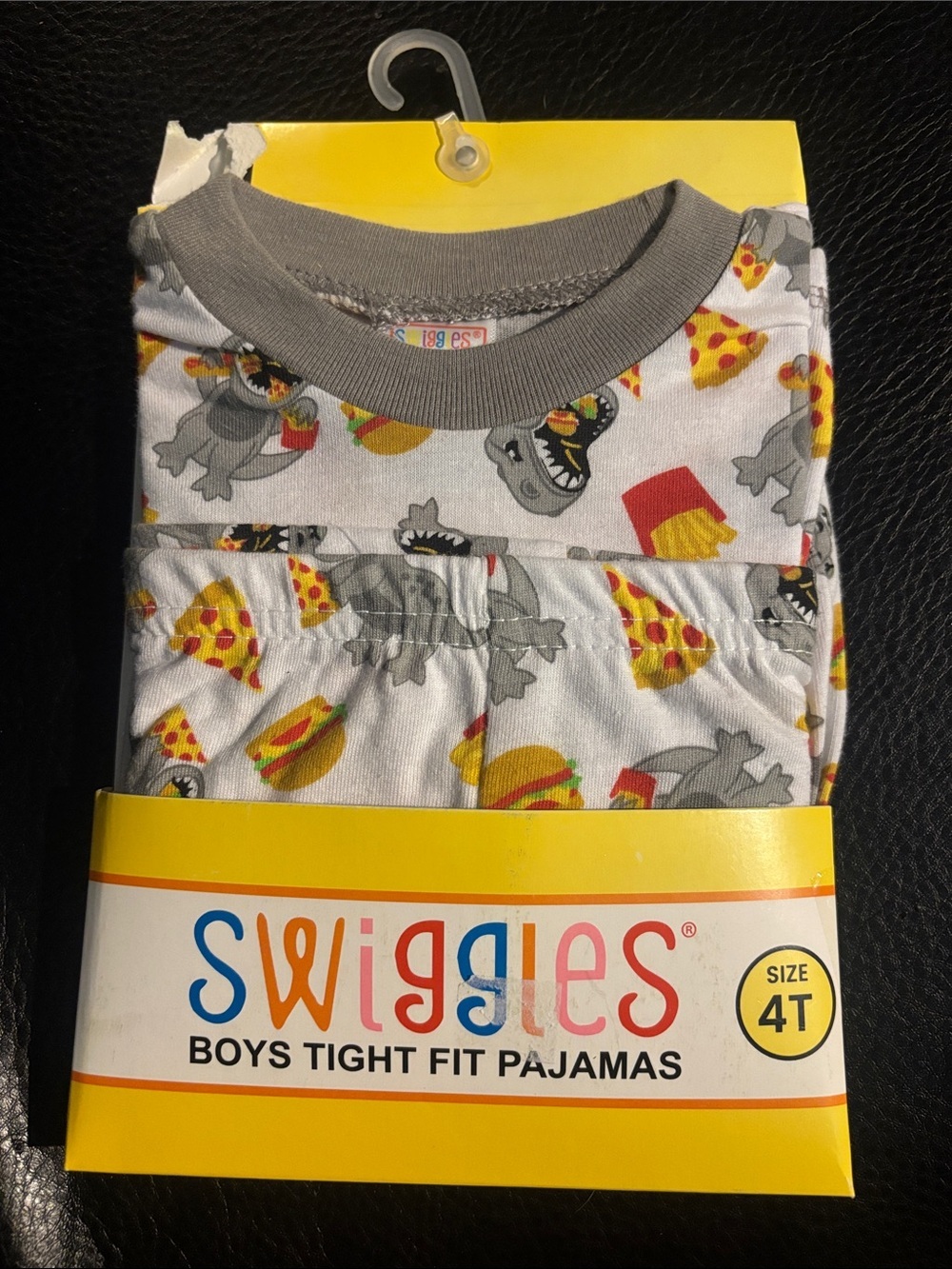 Swiggles Boys Gray & White Pizza and Burger Pajama Set